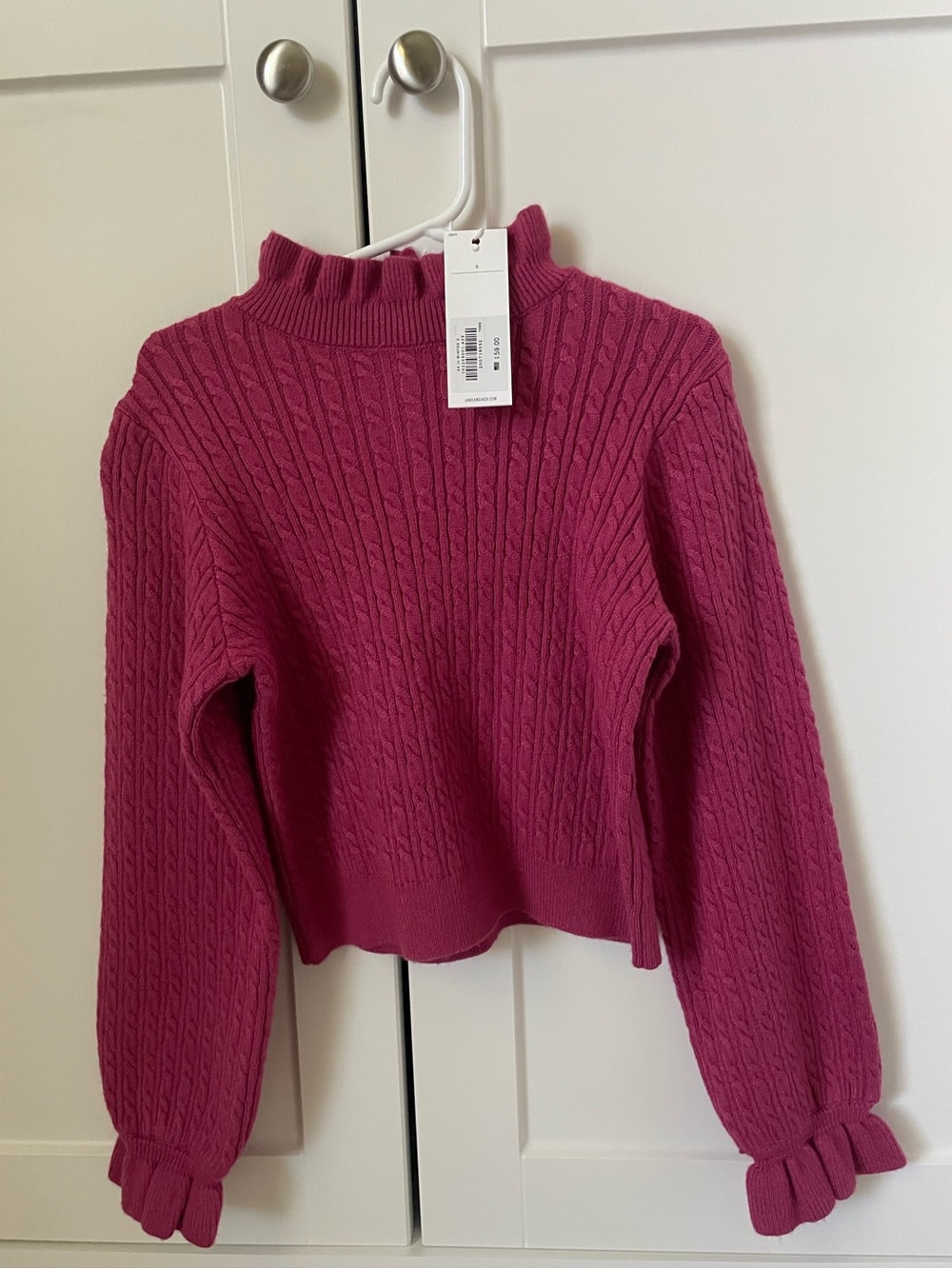 NWT! Janie and Jack Magenta Cable Knit Ruffle Mock Neck Sweater